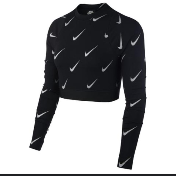 Nike Sportswear Cropped Top Size Medium NWT! Black Long Sleeve Crop Shirt - Picture 15 of 15